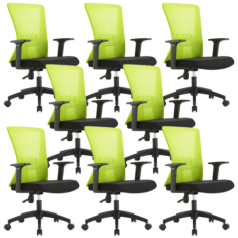 Fixed Arms Office Chair Microfiber Desk High Back Chair Wheels Ergonomic 8 Piece Set Green Clearhalo 'furn' 'furn_office_chair' 'Furniture' 'Office Chairs' 'Office Furniture' 'office_chair' 6232283