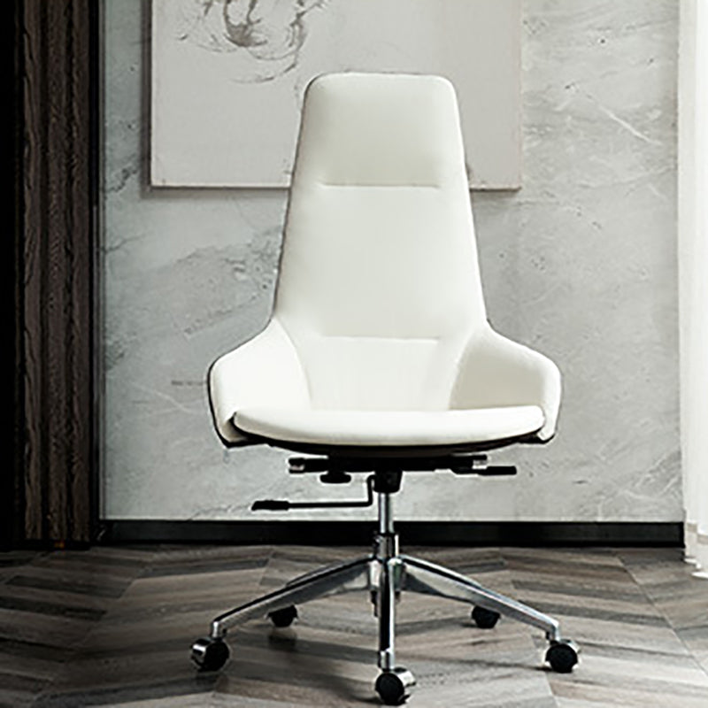 Faux Leather Office Chair Contemporary Nylon Desk Chair in White 1 Piece High-Back (Over 22 in.) Clearhalo 'furn' 'furn_office_chair' 'Furniture' 'Office Chairs' 'Office Furniture' 'office_chair' 6232285