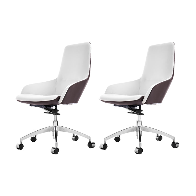 Faux Leather Office Chair Contemporary Nylon Desk Chair in White 2 Piece Set Mid-Back (14-22 in.) Clearhalo 'furn' 'furn_office_chair' 'Furniture' 'Office Chairs' 'Office Furniture' 'office_chair' 6232286