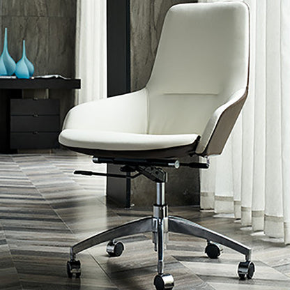 Faux Leather Office Chair Contemporary Nylon Desk Chair in White 1 Piece Mid-Back (14-22 in.) Clearhalo 'furn' 'furn_office_chair' 'Furniture' 'Office Chairs' 'Office Furniture' 'office_chair' 6232290