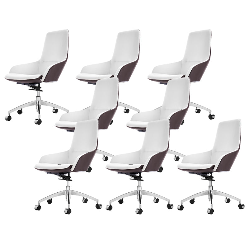 Faux Leather Office Chair Contemporary Nylon Desk Chair in White 8 Piece Set Mid-Back (14-22 in.) Clearhalo 'furn' 'furn_office_chair' 'Furniture' 'Office Chairs' 'Office Furniture' 'office_chair' 6232291