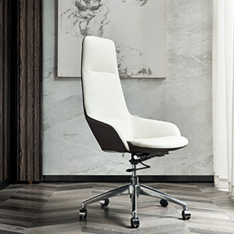 Faux Leather Office Chair Contemporary Nylon Desk Chair in White Clearhalo 'furn' 'furn_office_chair' 'Furniture' 'Office Chairs' 'Office Furniture' 'office_chair' 6232292