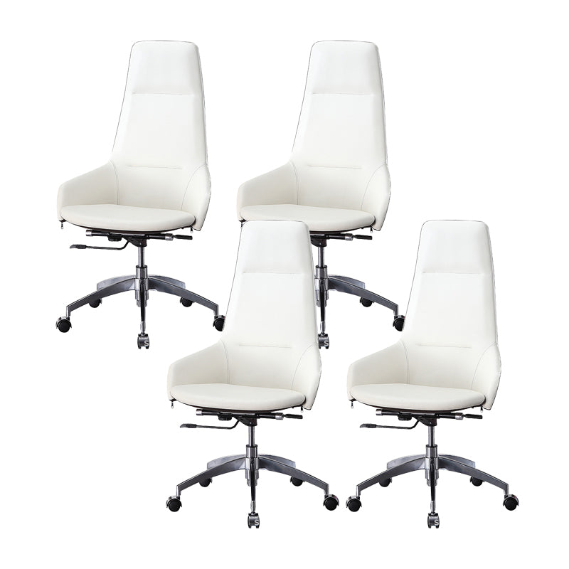 Faux Leather Office Chair Contemporary Nylon Desk Chair in White 4 Piece Set High-Back (Over 22 in.) Clearhalo 'furn' 'furn_office_chair' 'Furniture' 'Office Chairs' 'Office Furniture' 'office_chair' 6232295