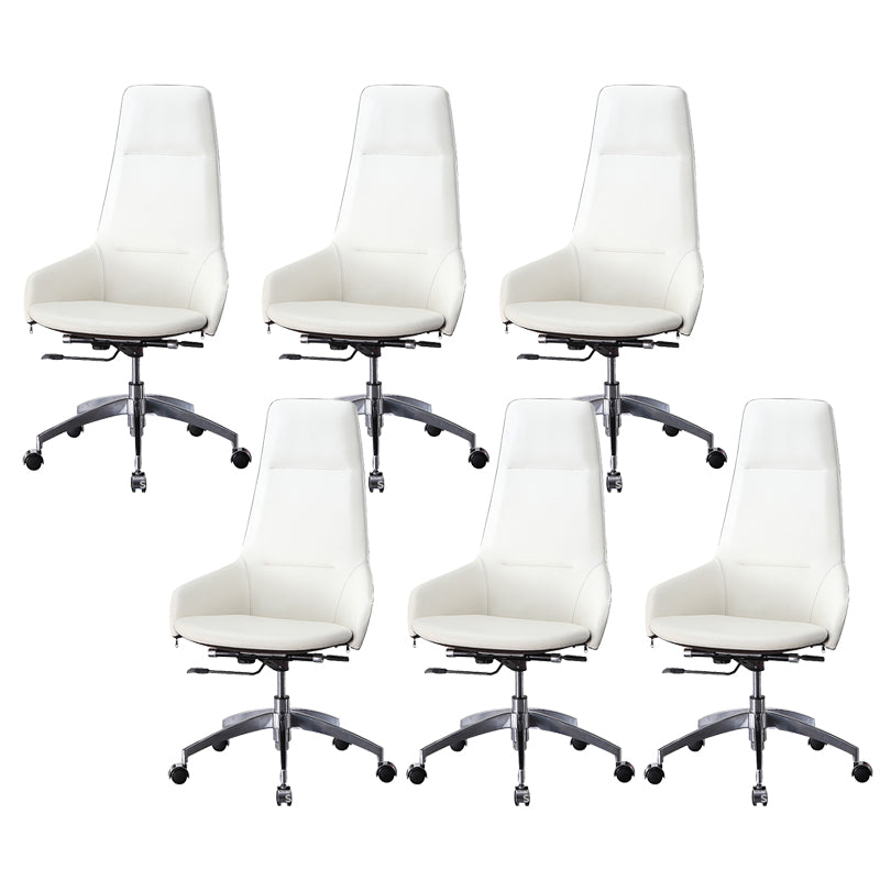 Faux Leather Office Chair Contemporary Nylon Desk Chair in White 6 Piece Set High-Back (Over 22 in.) Clearhalo 'furn' 'furn_office_chair' 'Furniture' 'Office Chairs' 'Office Furniture' 'office_chair' 6232297