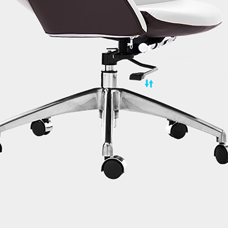 Faux Leather Office Chair Contemporary Nylon Desk Chair in White Clearhalo 'furn' 'furn_office_chair' 'Furniture' 'Office Chairs' 'Office Furniture' 'office_chair' 6232298