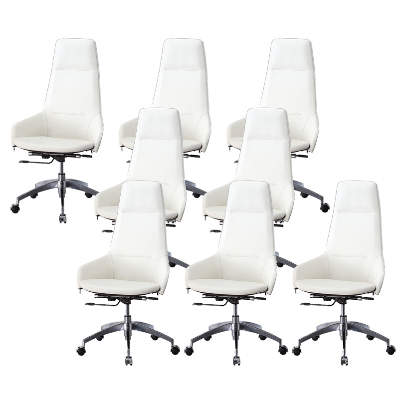 Faux Leather Office Chair Contemporary Nylon Desk Chair in White 8 Piece Set High-Back (Over 22 in.) Clearhalo 'furn' 'furn_office_chair' 'Furniture' 'Office Chairs' 'Office Furniture' 'office_chair' 6232299