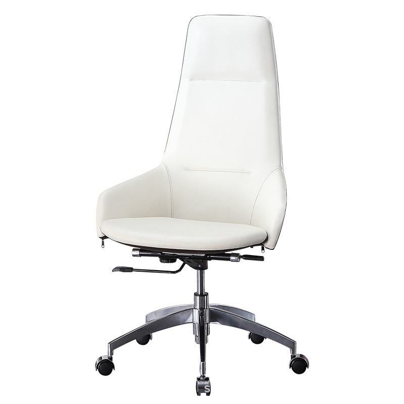 Faux Leather Office Chair Contemporary Nylon Desk Chair in White Clearhalo 'furn' 'furn_office_chair' 'Furniture' 'Office Chairs' 'Office Furniture' 'office_chair' 6232303