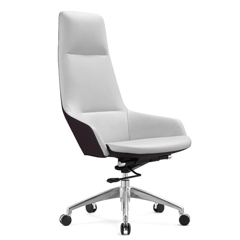 Faux Leather Office Chair Contemporary Nylon Desk Chair in White Clearhalo 'furn' 'furn_office_chair' 'Furniture' 'Office Chairs' 'Office Furniture' 'office_chair' 6232305