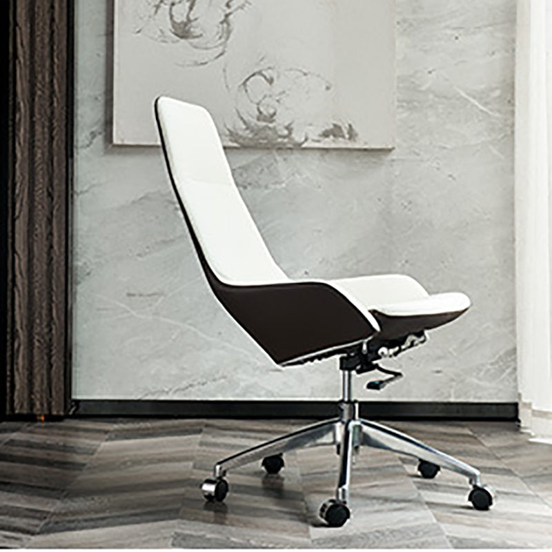 Faux Leather Office Chair Contemporary Nylon Desk Chair in White Clearhalo 'furn' 'furn_office_chair' 'Furniture' 'Office Chairs' 'Office Furniture' 'office_chair' 6232307