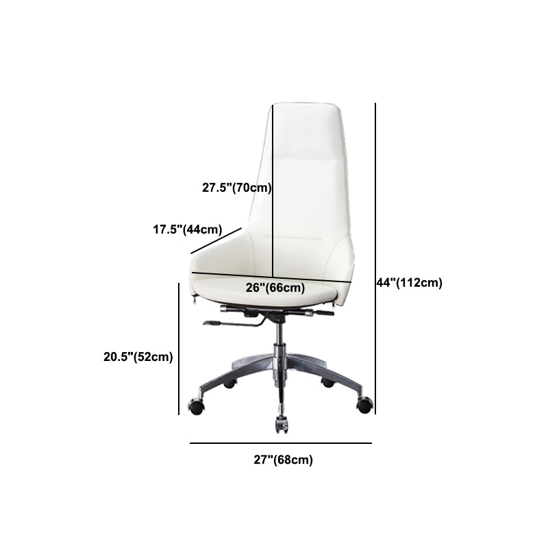 Faux Leather Office Chair Contemporary Nylon Desk Chair in White Clearhalo 'furn' 'furn_office_chair' 'Furniture' 'Office Chairs' 'Office Furniture' 'office_chair' 6232308