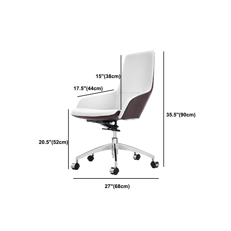 Faux Leather Office Chair Contemporary Nylon Desk Chair in White Clearhalo 'furn' 'furn_office_chair' 'Furniture' 'Office Chairs' 'Office Furniture' 'office_chair' 6232309