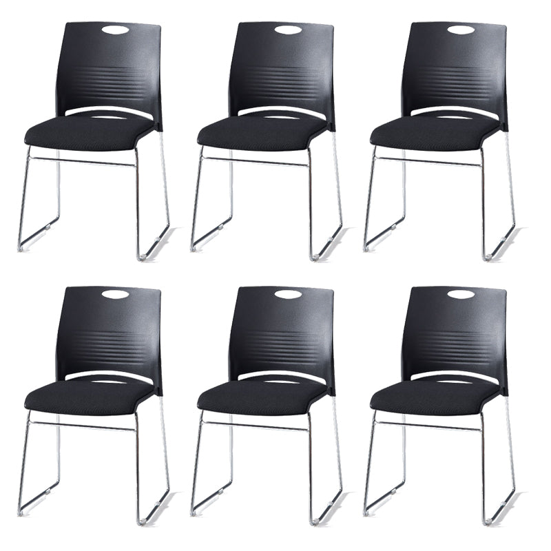 Mid-Back Conference Chair Contemporary Plastic No Wheels Office Chair Black 6 Piece Set Clearhalo 'furn' 'furn_office_chair' 'Furniture' 'Office Chairs' 'Office Furniture' 'office_chair' 6232311