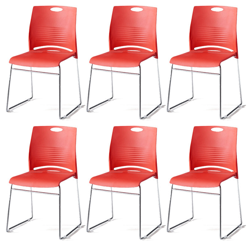 Mid-Back Conference Chair Contemporary Plastic No Wheels Office Chair Red 6 Piece Set Clearhalo 'furn' 'furn_office_chair' 'Furniture' 'Office Chairs' 'Office Furniture' 'office_chair' 6232318