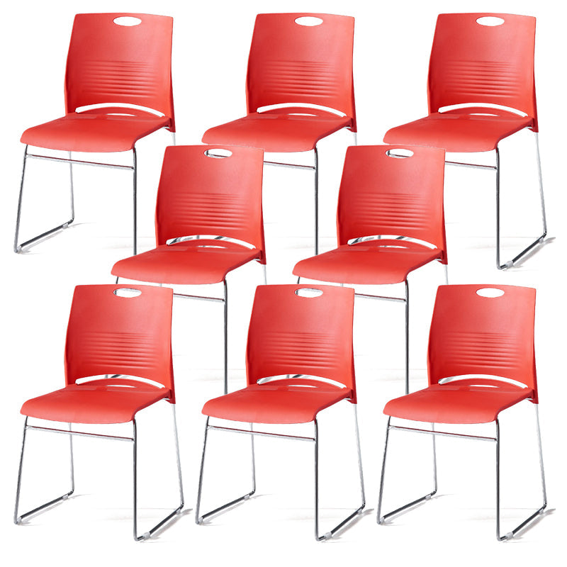 Mid-Back Conference Chair Contemporary Plastic No Wheels Office Chair Red 8 Piece Set Clearhalo 'furn' 'furn_office_chair' 'Furniture' 'Office Chairs' 'Office Furniture' 'office_chair' 6232321