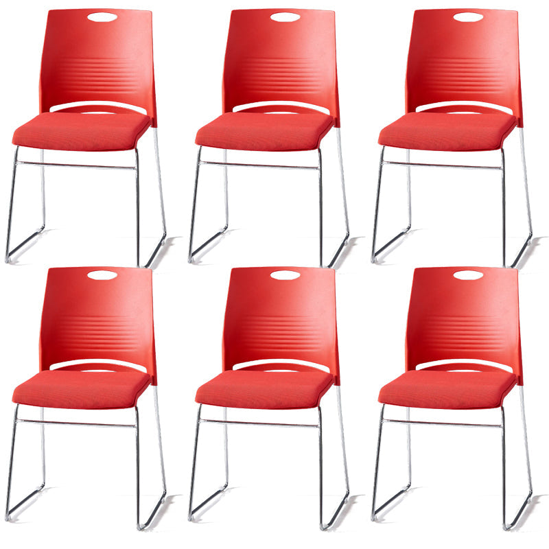 Mid-Back Conference Chair Contemporary Plastic No Wheels Office Chair Rose Red 6 Piece Set Clearhalo 'furn' 'furn_office_chair' 'Furniture' 'Office Chairs' 'Office Furniture' 'office_chair' 6232331