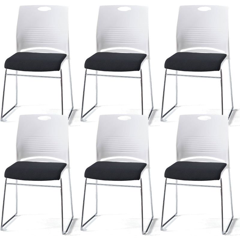 Mid-Back Conference Chair Contemporary Plastic No Wheels Office Chair White-Black 6 Piece Set Clearhalo 'furn' 'furn_office_chair' 'Furniture' 'Office Chairs' 'Office Furniture' 'office_chair' 6232335