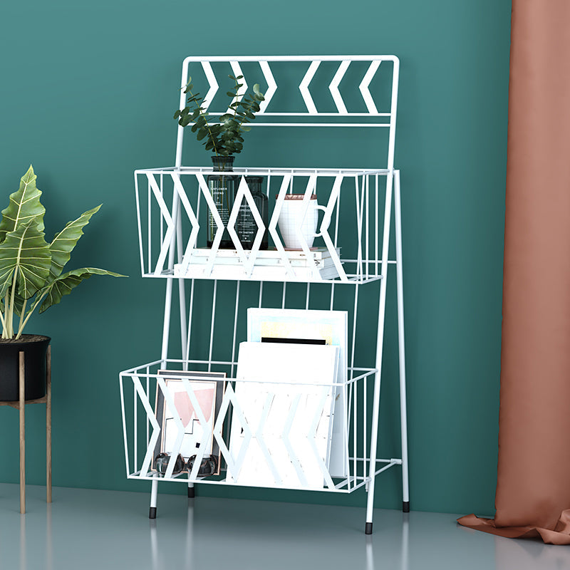 Contemporary Bookshelf Metal Vertical Shelf Bookcase for Living Room White Clearhalo 'Bookcases' 'furn' 'furn_bookcases' 'Furniture' 'Office Furniture' 6232504