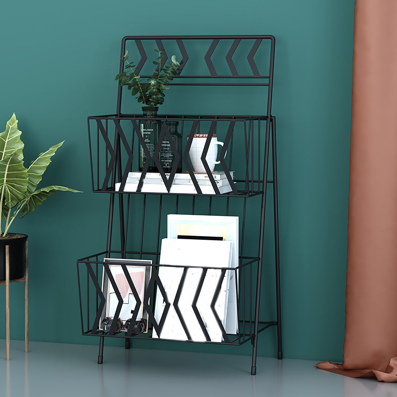 Contemporary Bookshelf Metal Vertical Shelf Bookcase for Living Room Black Clearhalo 'Bookcases' 'furn' 'furn_bookcases' 'Furniture' 'Office Furniture' 6232505