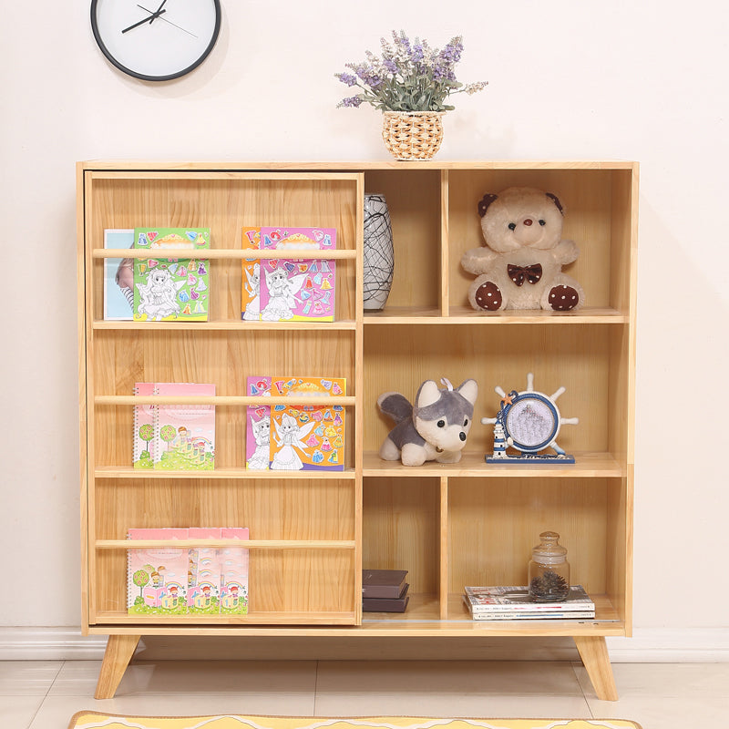 Wooden Standard Bookcase Natural Modern Closed Back Bookshelf with Doors Clearhalo 'Bookcases' 'furn' 'furn_bookcases' 'Furniture' 'Office Furniture' 6232518