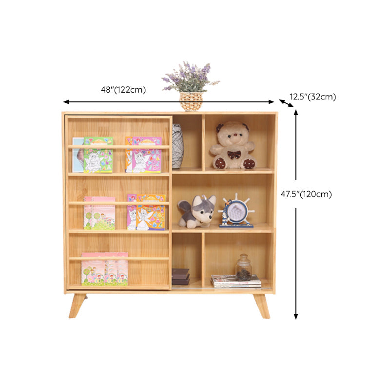 Wooden Standard Bookcase Natural Modern Closed Back Bookshelf with Doors Clearhalo 'Bookcases' 'furn' 'furn_bookcases' 'Furniture' 'Office Furniture' 6232531
