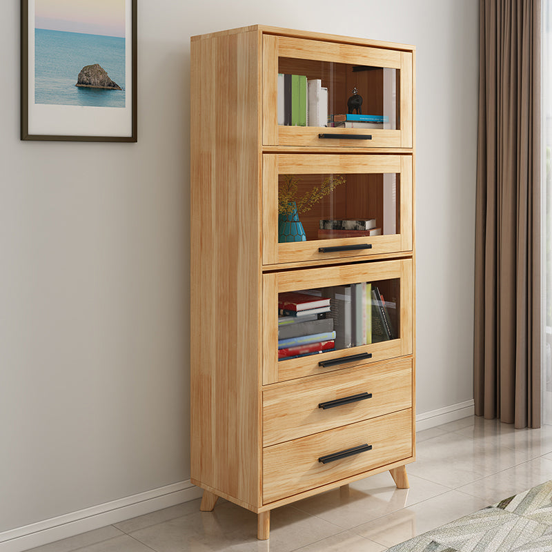 Standard Wooden Bookshelf Natural Contemporary Bookcase with Cabinets Clearhalo 'Bookcases' 'furn' 'furn_bookcases' 'Furniture' 'Office Furniture' 6232534