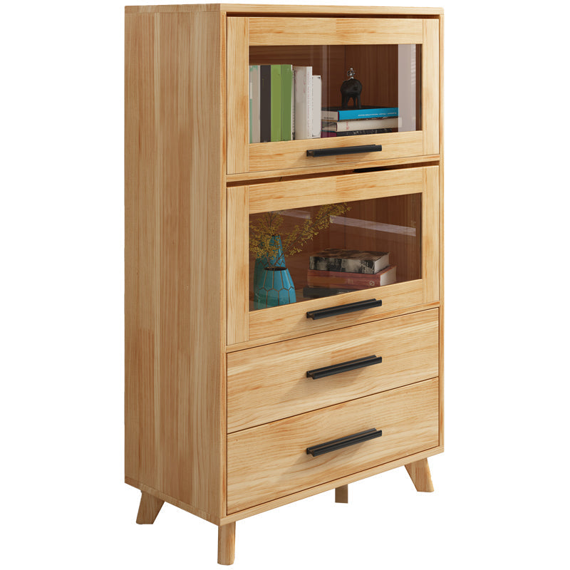 Standard Wooden Bookshelf Natural Contemporary Bookcase with Cabinets 31.5"L x 15.4"W x 53.1"H Clearhalo 'Bookcases' 'furn' 'furn_bookcases' 'Furniture' 'Office Furniture' 6232537