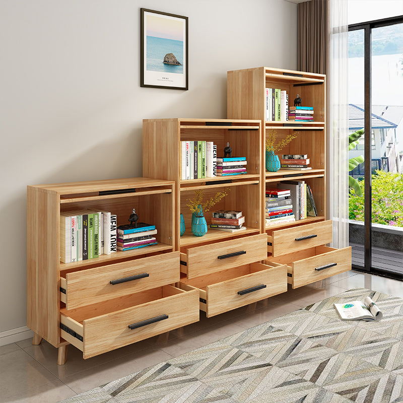 Standard Wooden Bookshelf Natural Contemporary Bookcase with Cabinets Clearhalo 'Bookcases' 'furn' 'furn_bookcases' 'Furniture' 'Office Furniture' 6232543