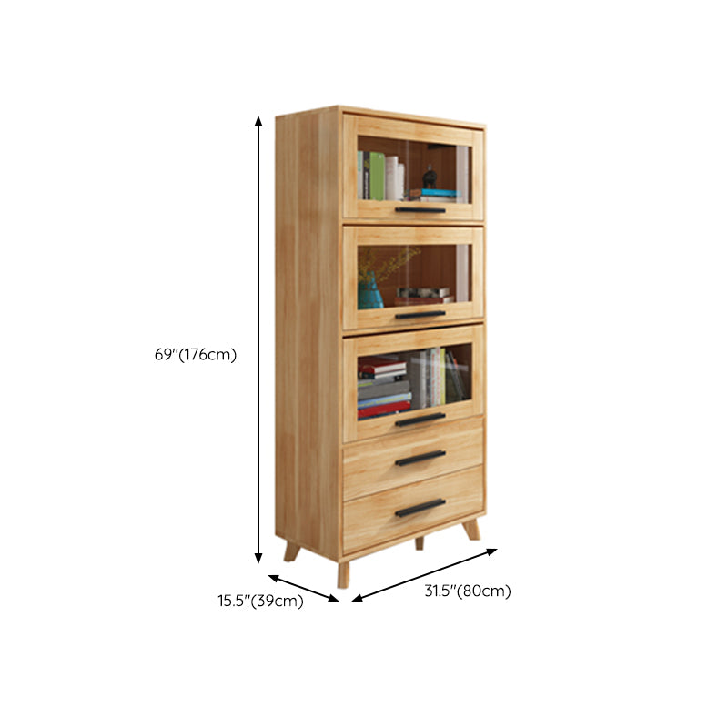 Standard Wooden Bookshelf Natural Contemporary Bookcase with Cabinets Clearhalo 'Bookcases' 'furn' 'furn_bookcases' 'Furniture' 'Office Furniture' 6232545