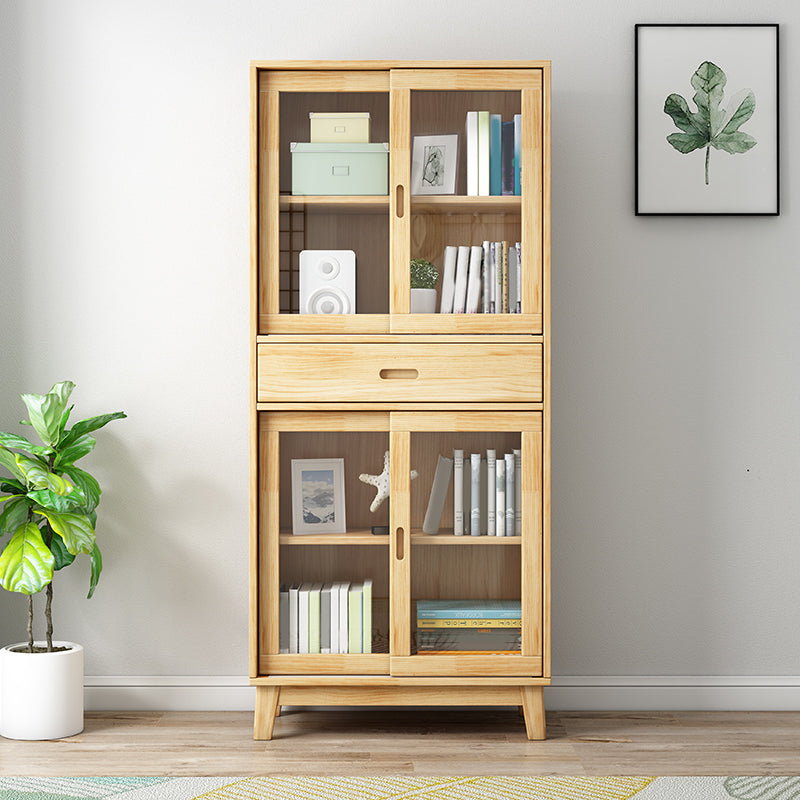 Wooden Modern Bookcase Standard Natural Closed Back Bookshelf with Shelves 31.5"L x 11.8"W x 53.5"H Clearhalo 'Bookcases' 'furn' 'furn_bookcases' 'Furniture' 'Office Furniture' 6232556