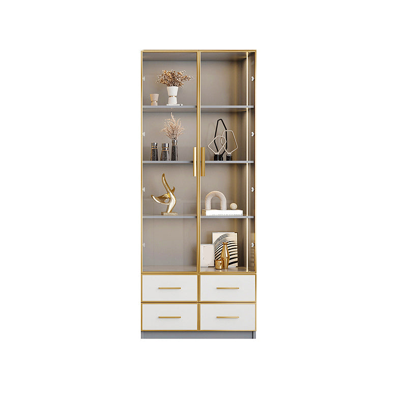 Glam Vertical Standard Bookshelf Manufactured Wood Bookcase with Glass Door