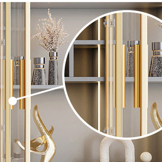 Glam Vertical Standard Bookshelf Manufactured Wood Bookcase with Glass Door