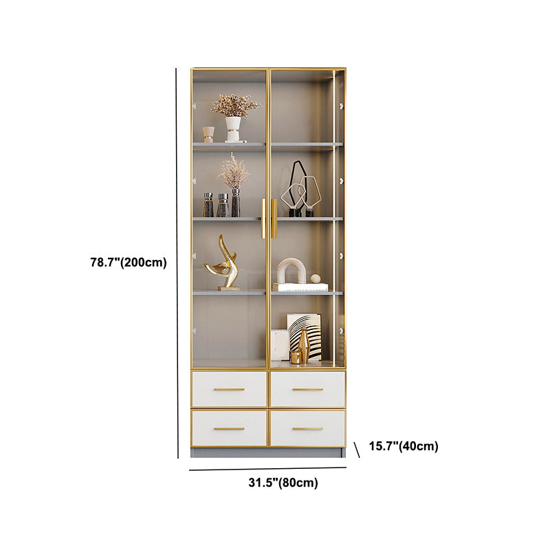 Glam Vertical Standard Bookshelf Manufactured Wood Bookcase with Glass Door