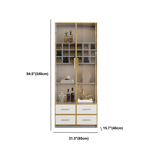 Glam Vertical Standard Bookshelf Manufactured Wood Bookcase with Glass Door