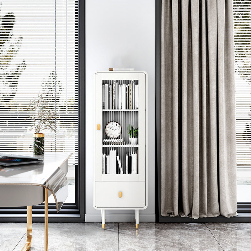 Modern Engineered Wood Bookcase Standard Closed Back Bookshelf with Doors