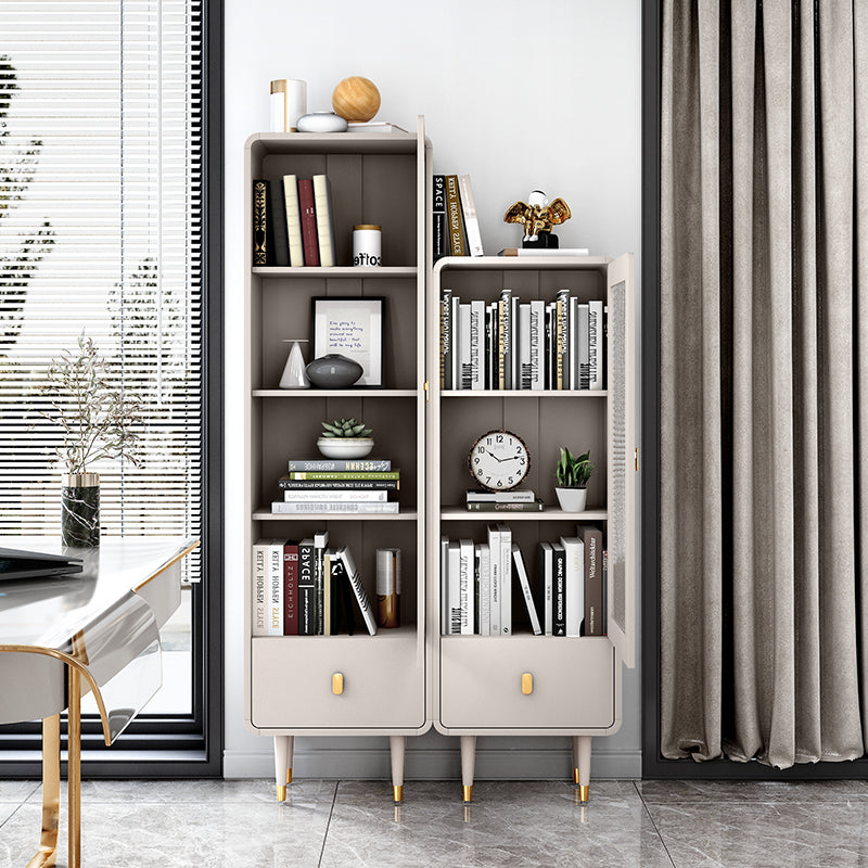 Modern Engineered Wood Bookcase Standard Closed Back Bookshelf with Doors