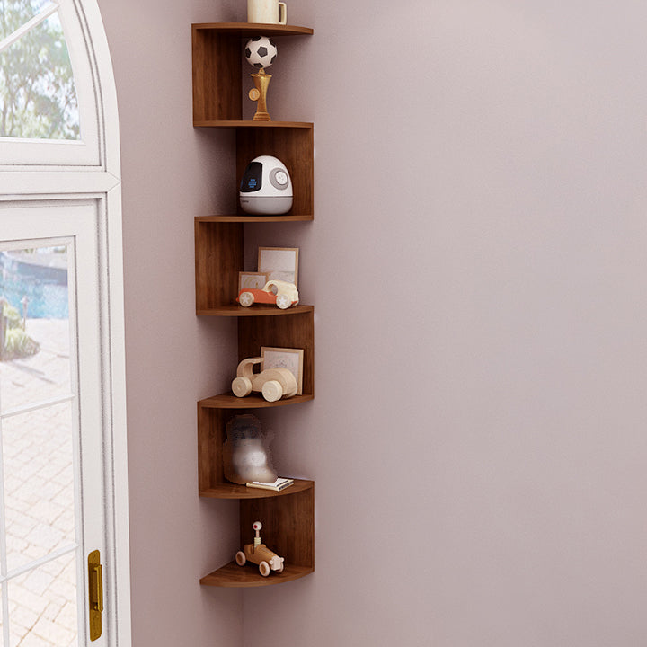 Modern Pine Bookcase Wall Mounted Book Shelf for Living Room 7.9"L x 7.9"W x 51.4"H Walnut Clearhalo 'Bookcases' 'furn' 'furn_bookcases' 'Furniture' 'Office Furniture' 6232704