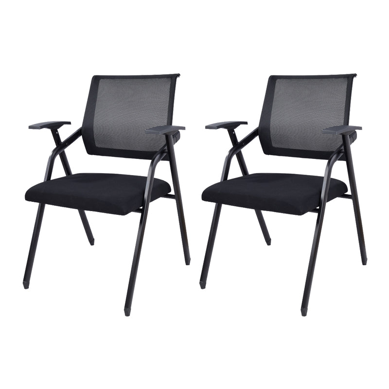 Contemporary Microfiber Arm Chair Conference Mid-Back Office Chair Black 2 Piece Set Black Clearhalo 'furn' 'furn_office_chair' 'Furniture' 'Office Chairs' 'Office Furniture' 'office_chair' 6232726