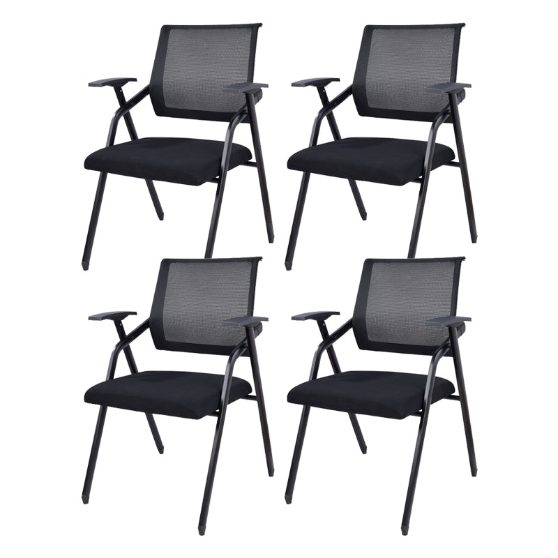 Contemporary Microfiber Arm Chair Conference Mid-Back Office Chair Black 4 Piece Set Black Clearhalo 'furn' 'furn_office_chair' 'Furniture' 'Office Chairs' 'Office Furniture' 'office_chair' 6232729
