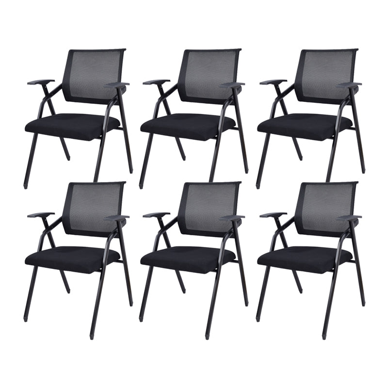 Contemporary Microfiber Arm Chair Conference Mid-Back Office Chair Black 6 Piece Set Black Clearhalo 'furn' 'furn_office_chair' 'Furniture' 'Office Chairs' 'Office Furniture' 'office_chair' 6232731