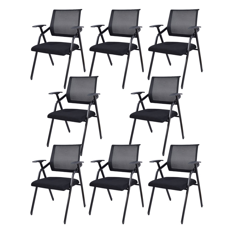 Contemporary Microfiber Arm Chair Conference Mid-Back Office Chair Black 8 Piece Set Black Clearhalo 'furn' 'furn_office_chair' 'Furniture' 'Office Chairs' 'Office Furniture' 'office_chair' 6232732