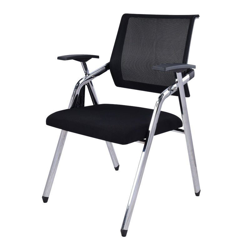 Contemporary Microfiber Arm Chair Conference Mid-Back Office Chair Black 1 Piece Silver Clearhalo 'furn' 'furn_office_chair' 'Furniture' 'Office Chairs' 'Office Furniture' 'office_chair' 6232734