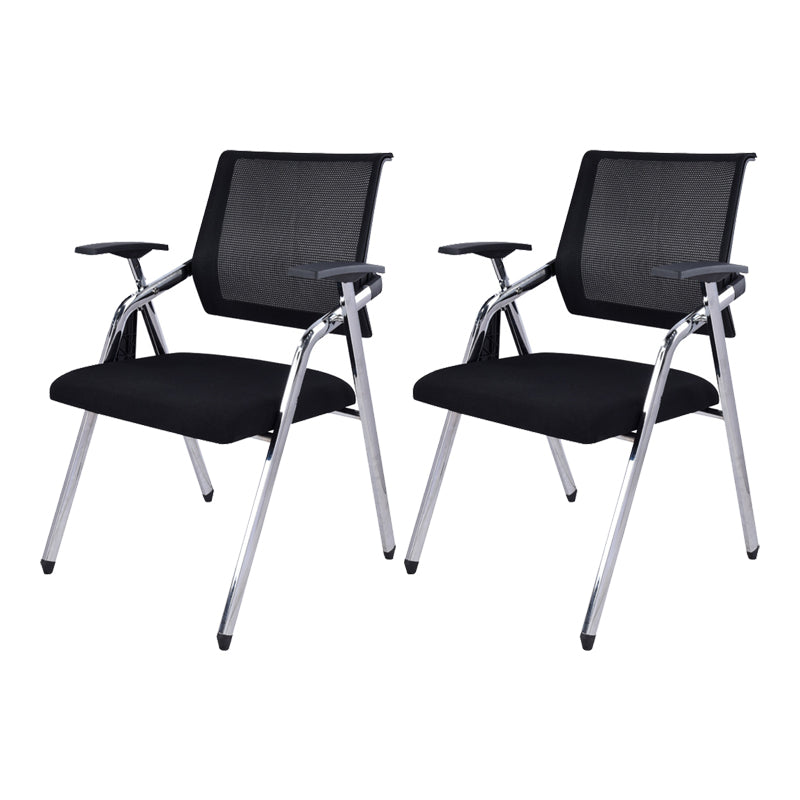 Contemporary Microfiber Arm Chair Conference Mid-Back Office Chair Black 2 Piece Set Silver Clearhalo 'furn' 'furn_office_chair' 'Furniture' 'Office Chairs' 'Office Furniture' 'office_chair' 6232737
