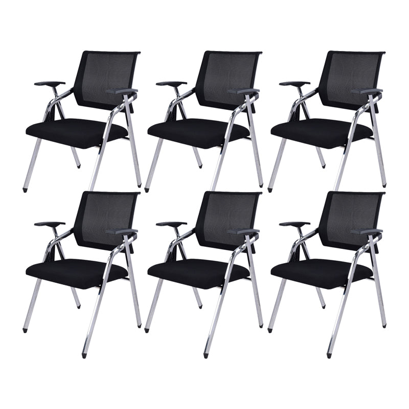 Contemporary Microfiber Arm Chair Conference Mid-Back Office Chair Black 6 Piece Set Silver Clearhalo 'furn' 'furn_office_chair' 'Furniture' 'Office Chairs' 'Office Furniture' 'office_chair' 6232741