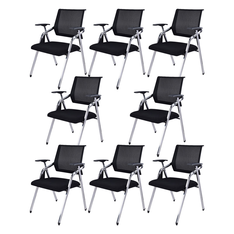 Contemporary Microfiber Arm Chair Conference Mid-Back Office Chair Black 8 Piece Set Silver Clearhalo 'furn' 'furn_office_chair' 'Furniture' 'Office Chairs' 'Office Furniture' 'office_chair' 6232742