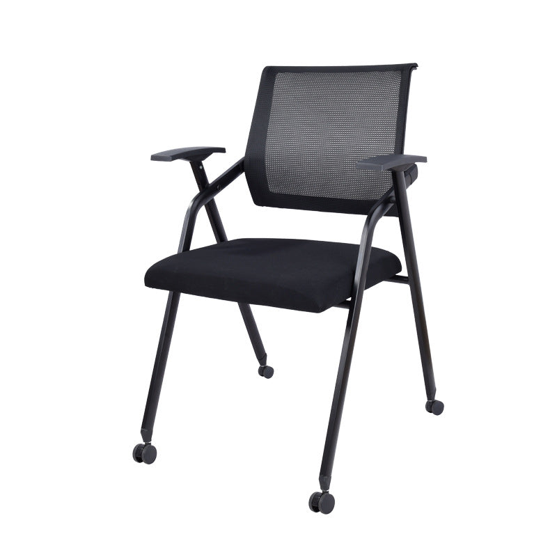 Contemporary Microfiber Arm Chair Conference Mid-Back Office Chair Matte Black 1 Piece Black Clearhalo 'furn' 'furn_office_chair' 'Furniture' 'Office Chairs' 'Office Furniture' 'office_chair' 6232744