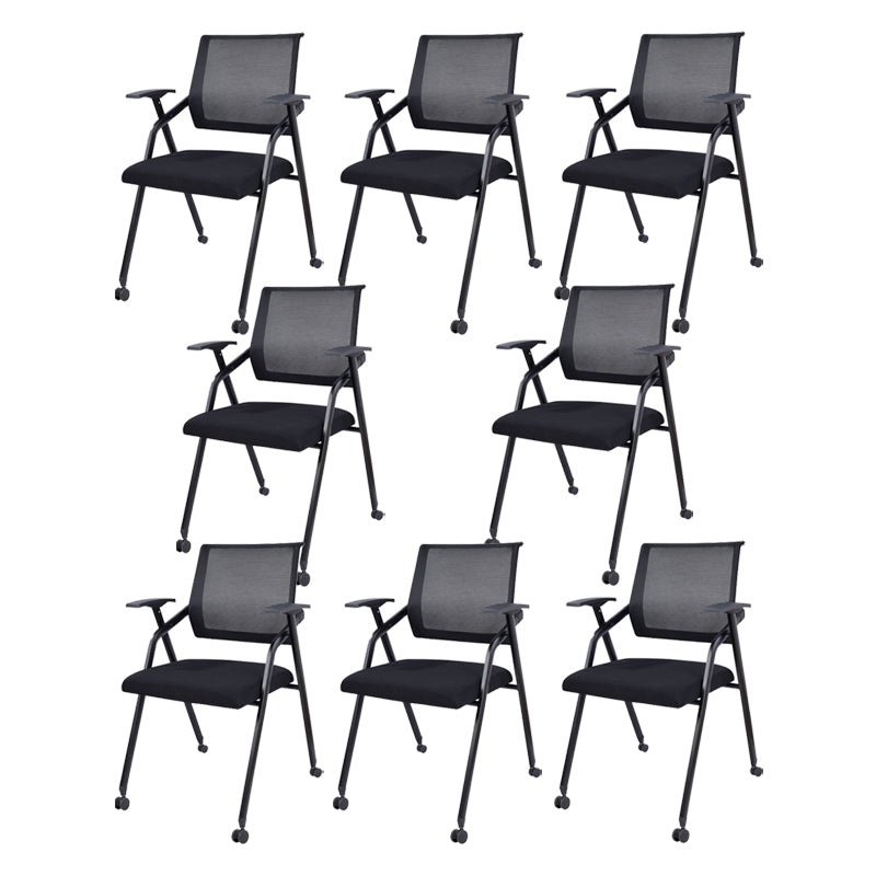 Contemporary Microfiber Arm Chair Conference Mid-Back Office Chair Matte Black 8 Piece Set Black Clearhalo 'furn' 'furn_office_chair' 'Furniture' 'Office Chairs' 'Office Furniture' 'office_chair' 6232749