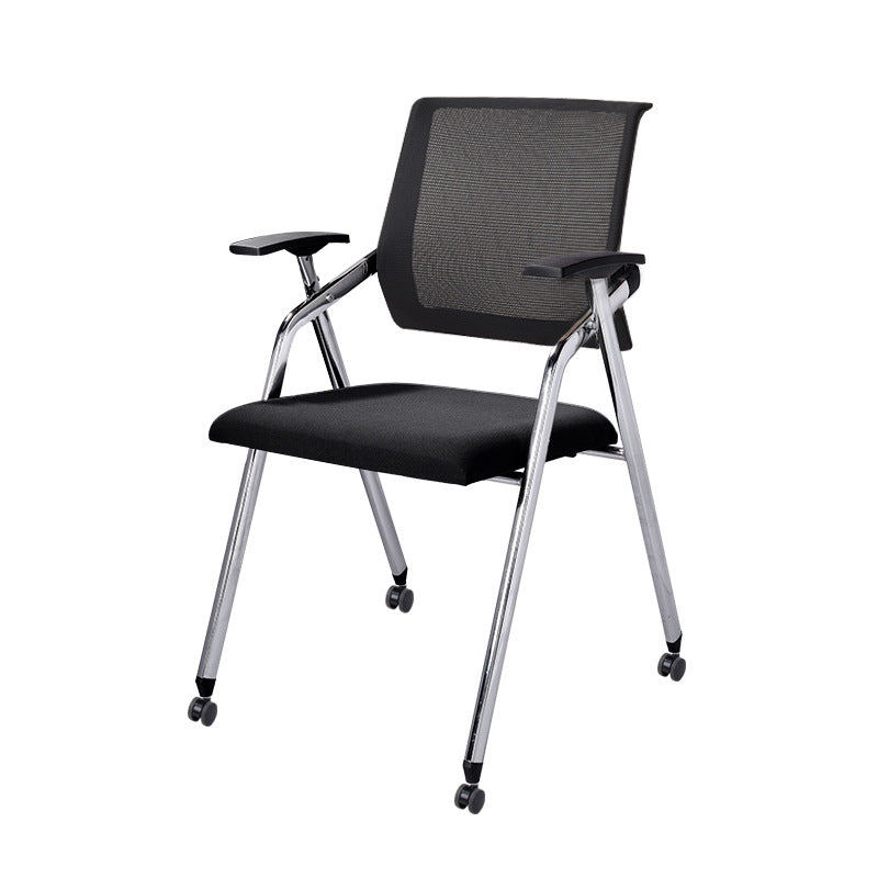 Contemporary Microfiber Arm Chair Conference Mid-Back Office Chair Matte Black 1 Piece Silver Clearhalo 'furn' 'furn_office_chair' 'Furniture' 'Office Chairs' 'Office Furniture' 'office_chair' 6232750
