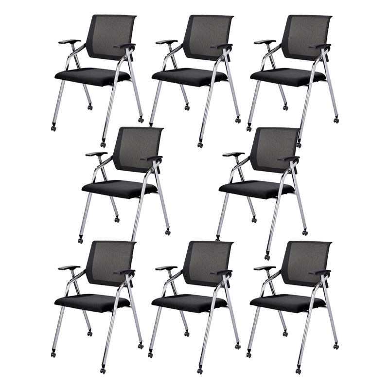 Contemporary Microfiber Arm Chair Conference Mid-Back Office Chair Matte Black 8 Piece Set Silver Clearhalo 'furn' 'furn_office_chair' 'Furniture' 'Office Chairs' 'Office Furniture' 'office_chair' 6232754