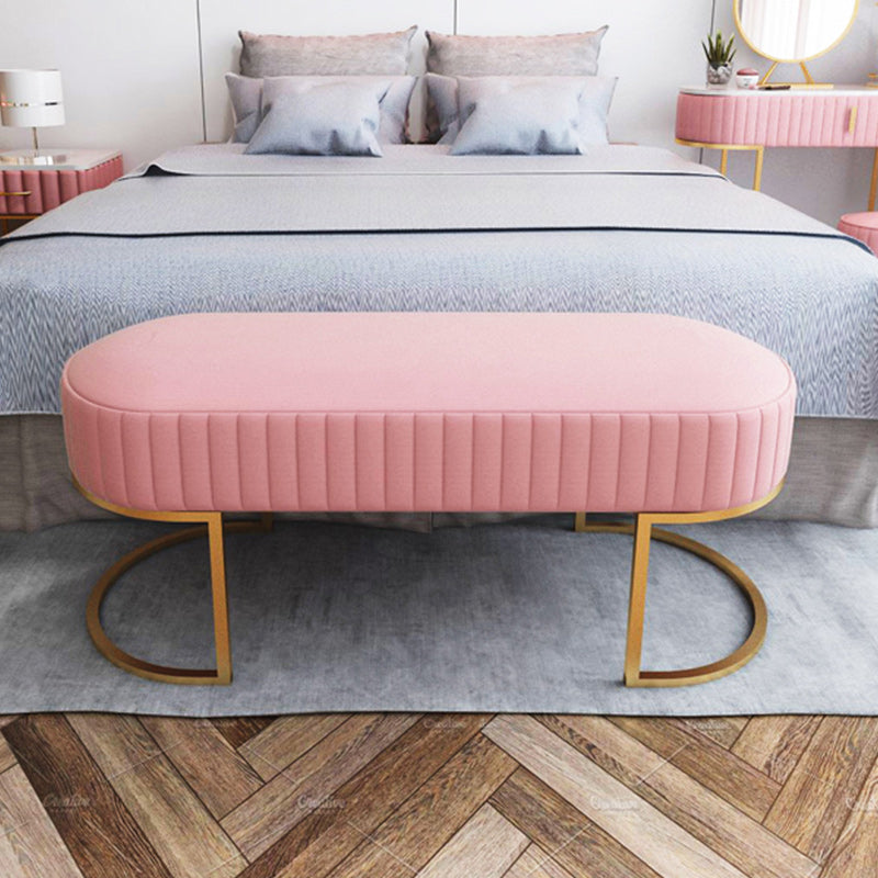 Modern Velvet Foam Bench Oval Solid Color Bench with Legs for Bedroom Clearhalo 'Benches' 'Chairs & Seating' 'furn' 'furn_benches' 'Furniture' 'Living Room Furniture' 6232764