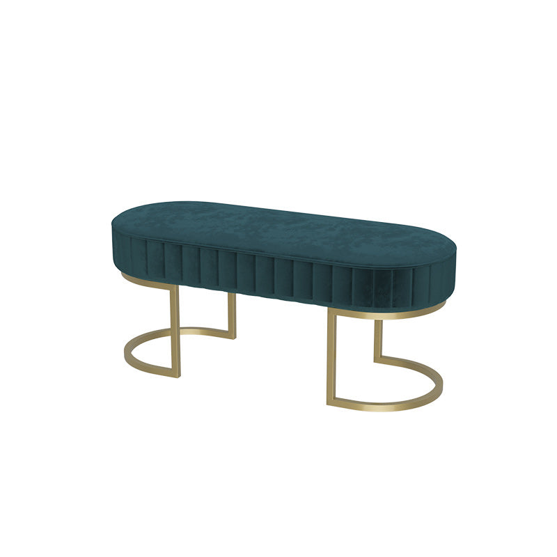 Modern Velvet Foam Bench Oval Solid Color Bench with Legs for Bedroom 39"L x 16"W x 18"H Green Clearhalo 'Benches' 'Chairs & Seating' 'furn' 'furn_benches' 'Furniture' 'Living Room Furniture' 6232766